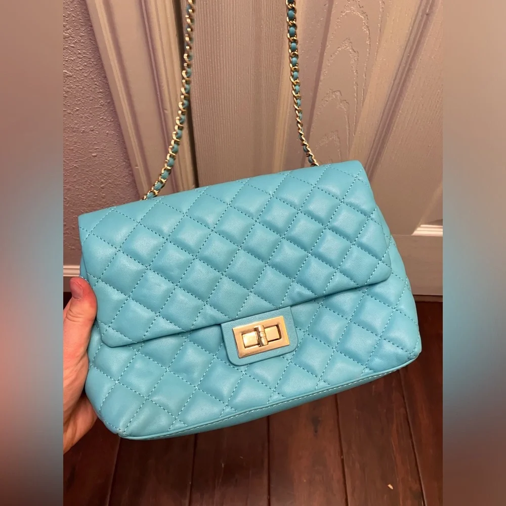 G by Giuliana Quilted Turquoise Crossbody Bag - Picture 1 of 11